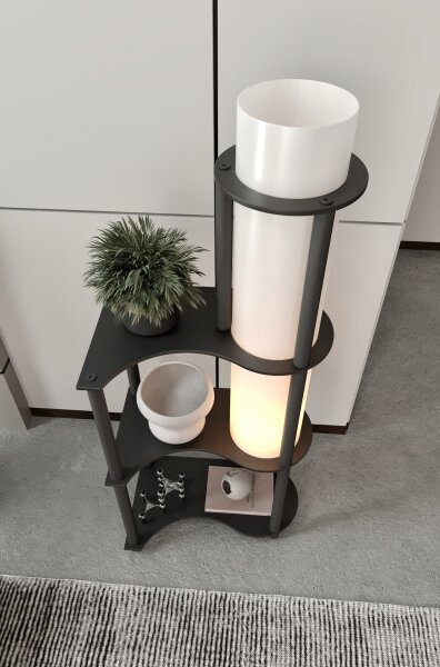Stojacia lampa s poličkami NOTO 1xE27/40W/230V čierna