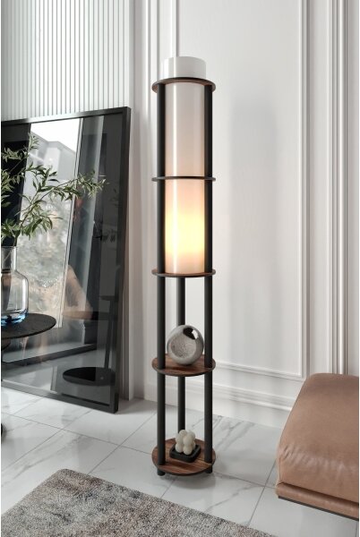 Stojacia lampa s poličkami NOTO 1xE27/40W/230V hnedá/čierna