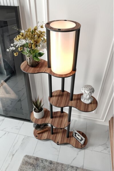 Stojacia lampa s poličkami NOTO 1xE27/40W/230V hnedá/čierna