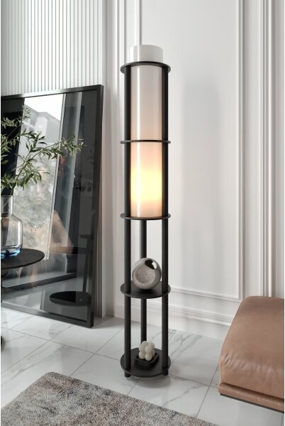 Stojacia lampa s poličkami NOTO 1xE27/40W/230V čierna