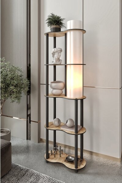 Stojacia lampa s poličkami NOTO 1xE27/40W/230V béžová/čierna