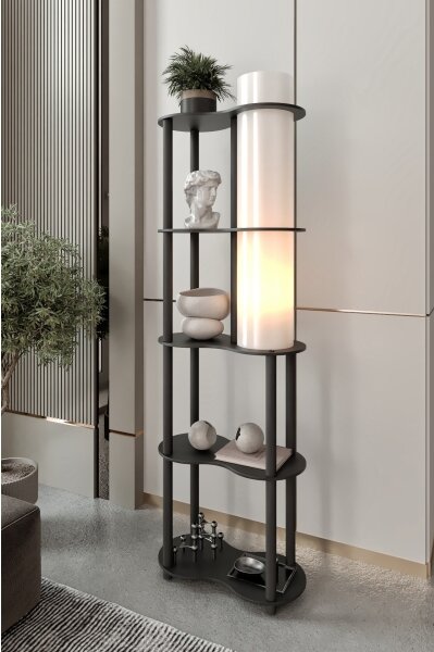 Stojacia lampa s poličkami NOTO 1xE27/40W/230V čierna