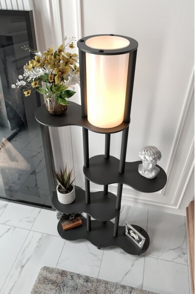 Stojacia lampa s poličkami NOTO 1xE27/40W/230V čierna