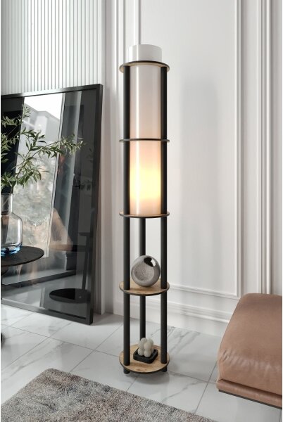 Stojacia lampa s poličkami NOTO 1xE27/40W/230V béžová/čierna