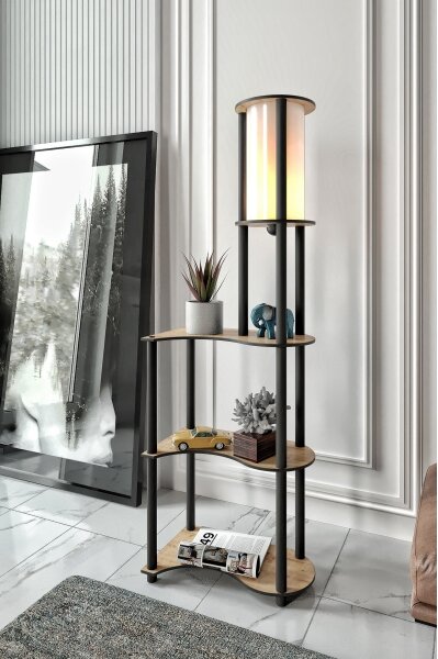 Stojacia lampa s poličkami NOTO 1xE27/40W/230V béžová/čierna