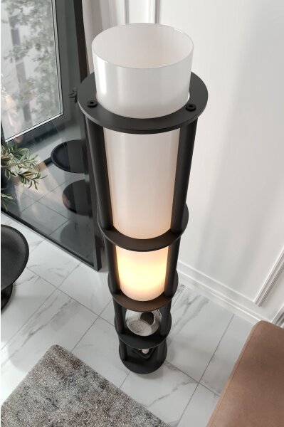 Stojacia lampa s poličkami NOTO 1xE27/40W/230V čierna