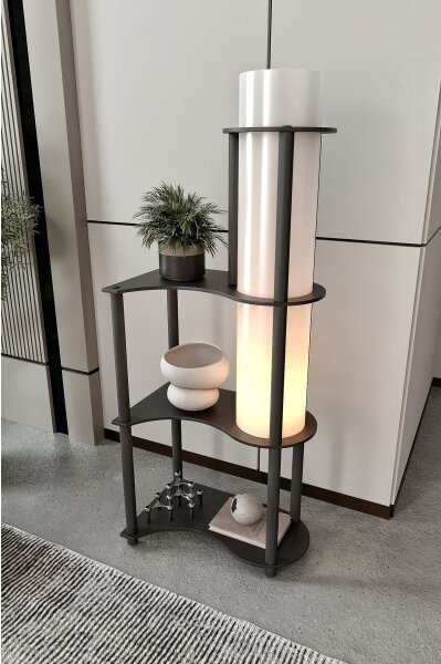 Stojacia lampa s poličkami NOTO 1xE27/40W/230V čierna