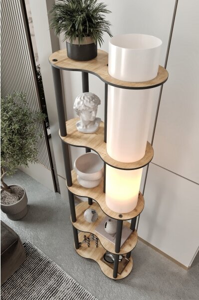 Stojacia lampa s poličkami NOTO 1xE27/40W/230V béžová/čierna