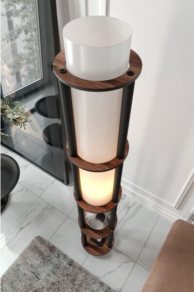 Stojacia lampa s poličkami NOTO 1xE27/40W/230V hnedá/čierna