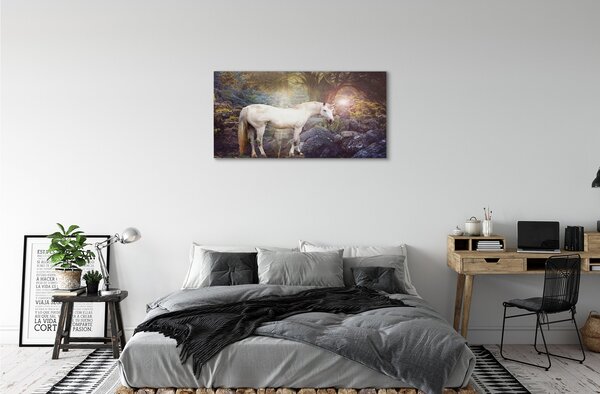 Obraz na plátne Unicorn v lese 100x50 cm