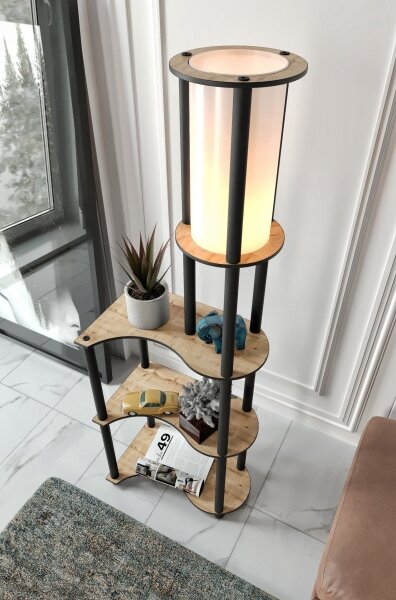 Stojacia lampa s poličkami NOTO 1xE27/40W/230V béžová/čierna