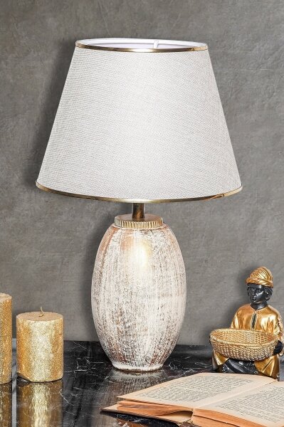 Stolná lampa RAMZES 1xE27/40W/230V krémová/zlatá