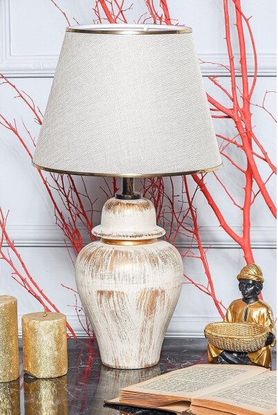 Stolná lampa RAMZES 1xE27/40W/230V krémová/zlatá