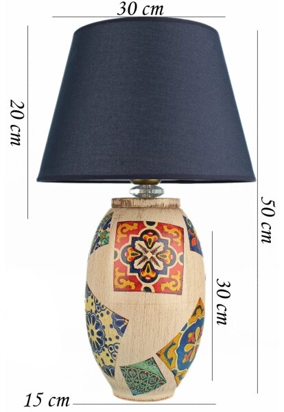 Stolná lampa RAMZES 1xE27/40W/230V modrá/béžová