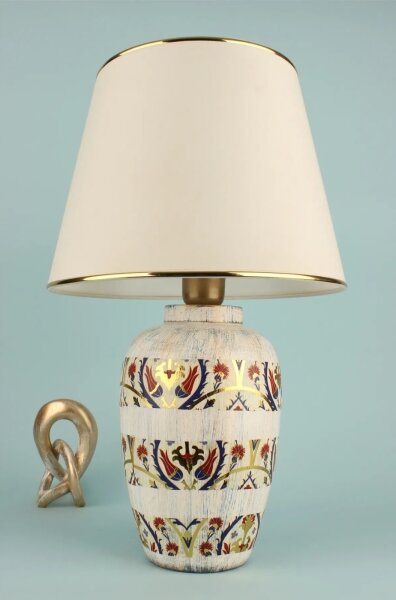 Stolná lampa RAMZES 1xE27/40W/230V krémová/zlatá