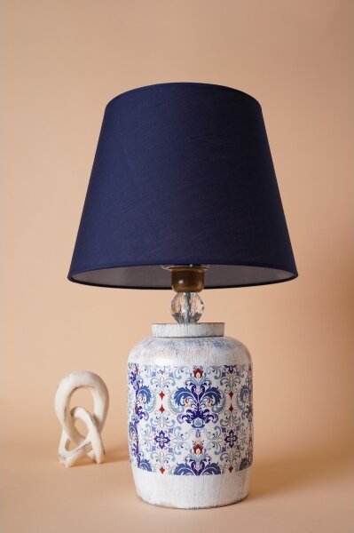 Stolná lampa RAMZES 1xE27/40W/230V modrá/biela