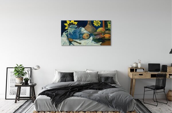 Obraz canvas Zátišie s kanvicou čaju a ovocím – Paul Gauguin 100x50 cm