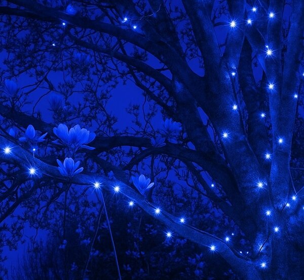 Vonkajšia LED vianočná reťaz, modrá, 10m, 500 LED, stále svietenie, prepojiteľná