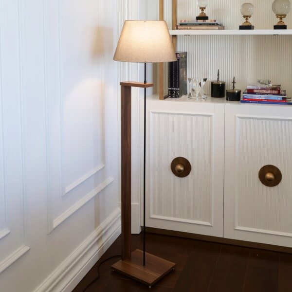 Stojacia lampa AYD 1xE27/40W/230V béžová/hnedá