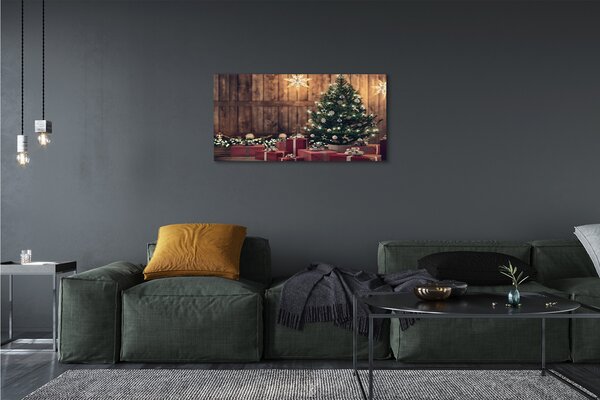 Obraz na plátne Darčeky Vianočný strom dekorácie dosky 100x50 cm