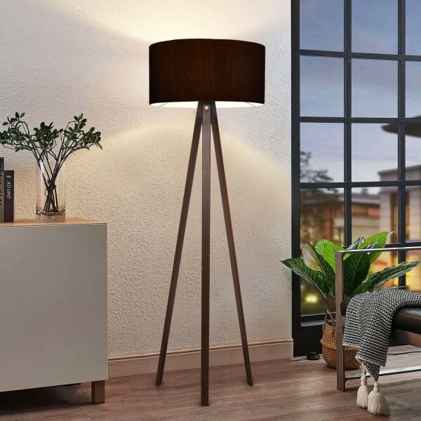 Stojacia lampa AYD 1xE27/40W/230V čierna/hnedá
