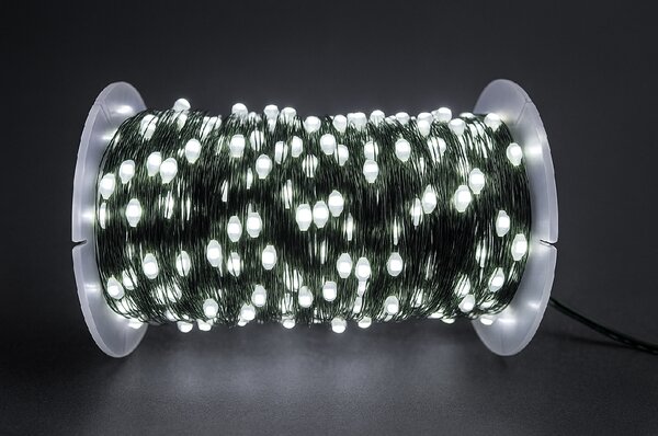 Vianočná LED mikro reťaz s kvapkovými diódami, studená biela, 50M, 500 LED, 8 programov, diaľkový ovládač