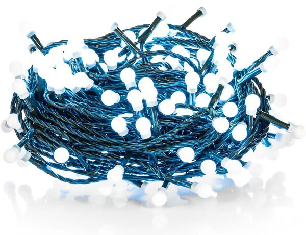 Vianočný LED reťaz s guľôčkami - Cherry, 21m, 210 LED diód, studená biela, prepojiteľný