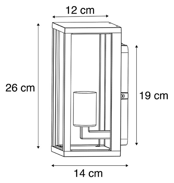 Inteligentné nástenné svietidlo čierne 26 cm IP44 vr. WiFi ST64 - Charlois