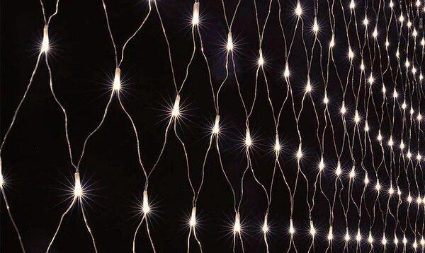 Vnútorná svetelná sieť, teplá biela, 3m*0,4m, 100 LED, 8 programov