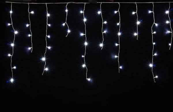 Vianočný LED záves do interiéru - studená biela, 8 programov, 3m, 100 LED, prepájateľný