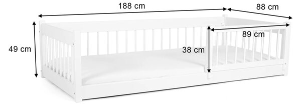 Wilsondo Detská drevená montessori posteľ 180x80 Lesanka - olivová