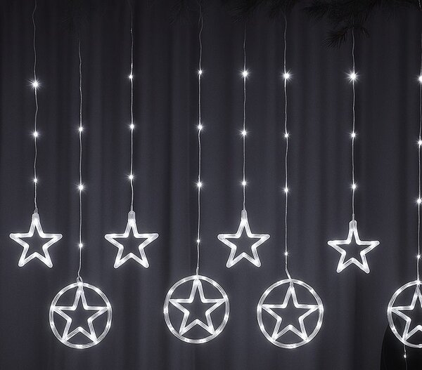 Vnútorný LED vianočný záves - hviezdy, 3m, 130 LED, rôzne farby na výber Farba: Studená biela