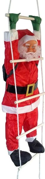 Santa Claus LED rebrík 1,5 m – vianočné osvetlenie so 6 priečkami a plastovým stromčekom, RGB