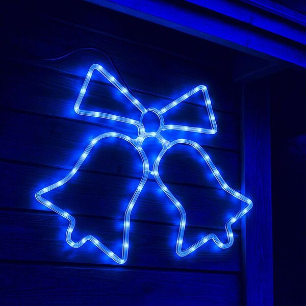 Vianočné LED dekorácie – Dvojité zvončeky s mašľou, 60×48 cm Farba: Modrá