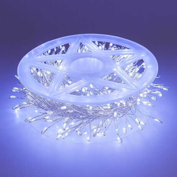 Vianočný LED mikro reťaz, studená biela, 10m, 300 LED, 8 programov, IP65