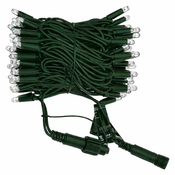 Vnútorná LED vianočná reťaz - teplá biela, 10m, 100 LED, hrubý zelený kábel