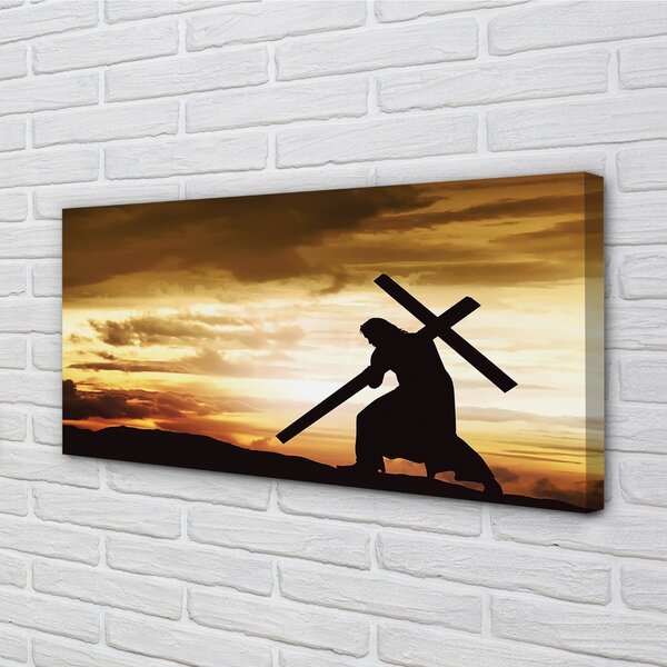 Obraz na plátne Jesus cross západ slnka 100x50 cm