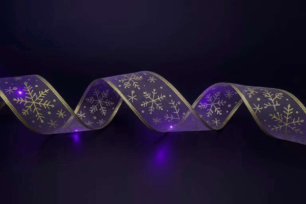 Svietiaca vianočná stuha na batériu – fialová, 5 m, 50 LED
