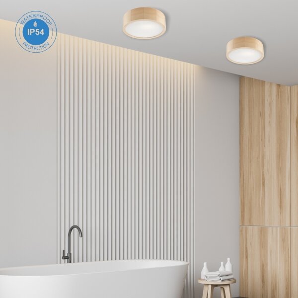 Stropné kúpeľňové svietidlo NATURAL 2xE27/15W/230V IP54 borovica pr. 27 cm
