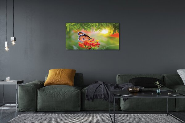 Obraz na plátne Farebný motýľ kvety 100x50 cm