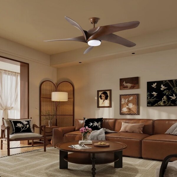 ZEVENTI - LED stropný ventilátor LUCCA LED/18W/230V Wi-Fi Tuya hnedý + diaľkové ovládanie
