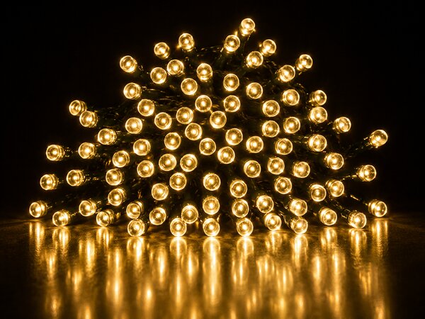 Vonkajšia LED vianočná reťaz - teplá biela, so zábleskami, 18m, 180 LED