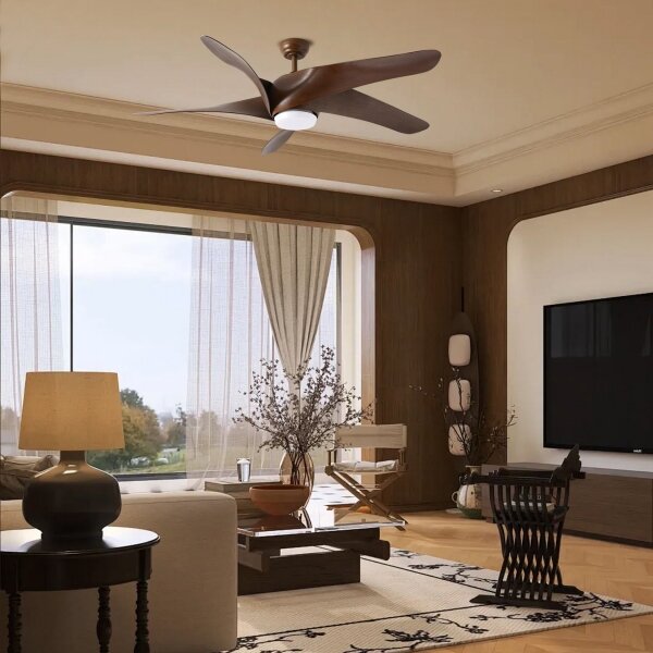 ZEVENTI - LED stropný ventilátor LUCCA LED/18W/230V Wi-Fi Tuya hnedý + diaľkové ovládanie