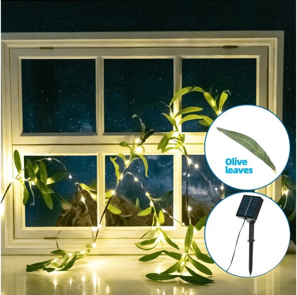 Aigostar - LED solárny reťazec 60xLED/4m IP65 teplá biela olive