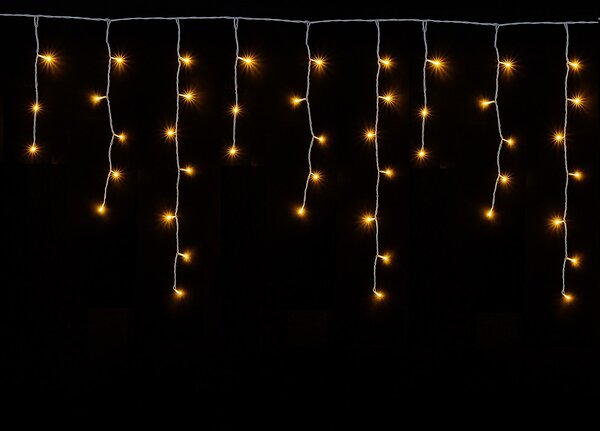 Vnútorný LED vianočný záves - teplá biela, 5m, 210 LED, stále svietiaci, so zábleskami, prepojiteľný