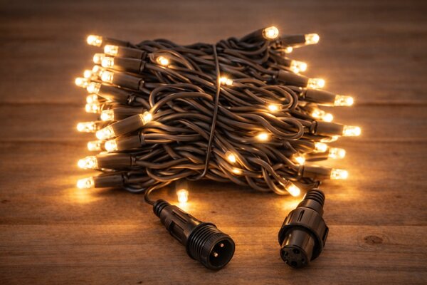 Vonkajšia LED vianočná reťaz PROFI, čierny kábel, teplá biela, 10m, 100 LED