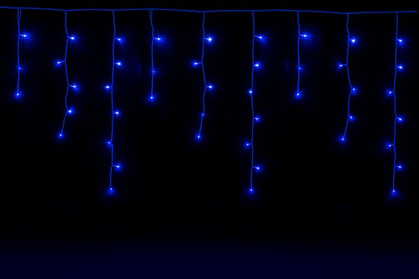 Vnútorný LED vianočný záves - modrý, 5m, 210 LED, stále svietiaci, so zábleskami, prepojiteľný