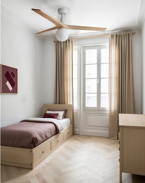 FARO 34280WT-11L-Str. ventilátor KLIM M 1xE27/15W/230V borovica/biela pr.125 cm