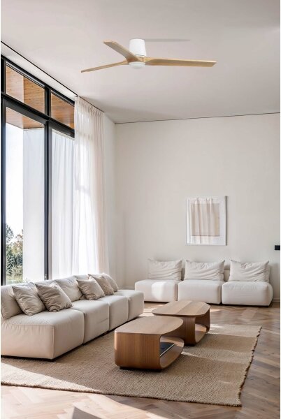 FARO 33838WT-1TW-LED Stmievateľné LED svetlo + ventilátor HEYWOODTUBL 10W/230V borovica/biela pr. 132 cm WT+DO