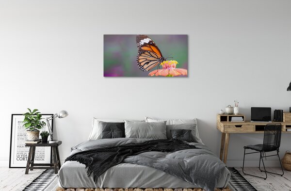 Obraz na plátne Farebný motýľ kvetina 100x50 cm